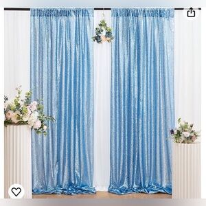 2 Baby Blue Sequins Backdrop Curtains Party Decoration Photography